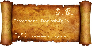 Devecseri Barnabás névjegykártya
